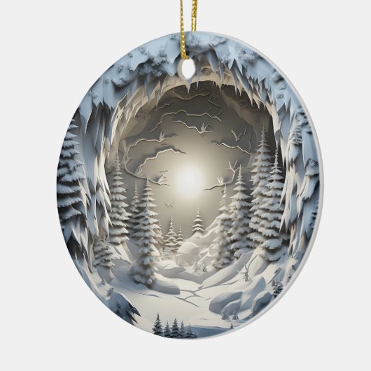 3D Stijl Winter Nacht Kerstvakantie Keramisch Ornament (Links)