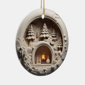 3D Stijl Winter Open haard Kerstvakantie Keramisch Ornament (Rechts)