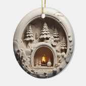 3D Stijl Winter Open haard Kerstvakantie Keramisch Ornament (Links)