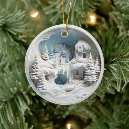 3D Stijl Winter Sneeuw Kerstvakantie Keramisch Ornament (Boom)