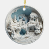 3D Stijl Winter Sneeuw Kerstvakantie Keramisch Ornament (Voorkant)