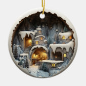 3D Stijl Winter Sneeuw Nacht Kerstvakantie Keramisch Ornament (Voorkant)