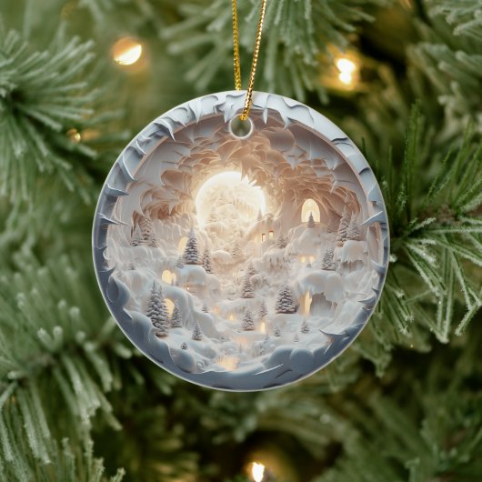3D Stijl Winter Sneeuwgrot Kerstvakantie Keramisch Ornament (Boom)