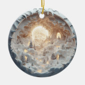 3D Stijl Winter Sneeuwgrot Kerstvakantie Keramisch Ornament (Voorkant)