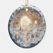 3D Stijl Winter Sneeuwgrot Kerstvakantie Keramisch Ornament (Links)