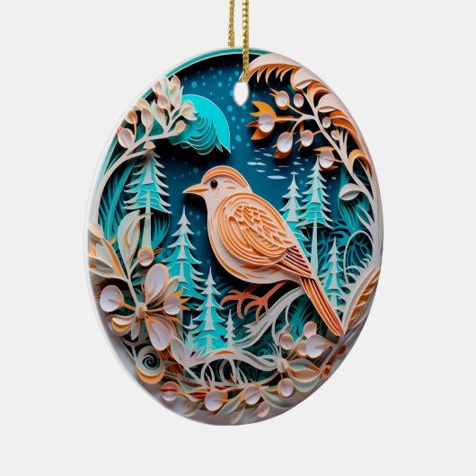 3D Stijl Winterl Vogelland Kerstvakantie Keramisch Ornament (Rechts)