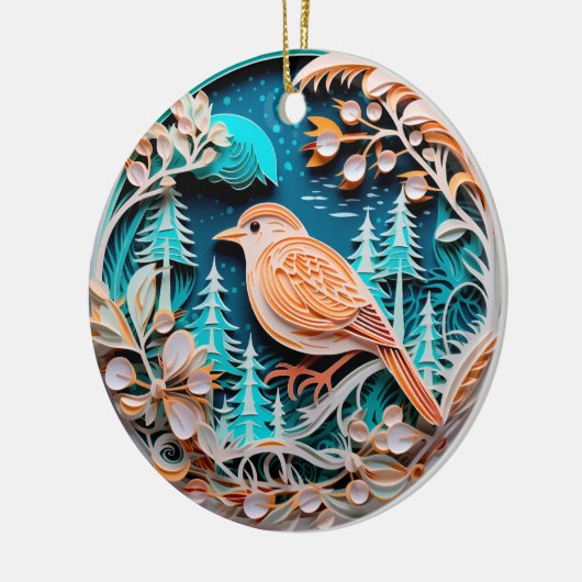 3D Stijl Winterl Vogelland Kerstvakantie Keramisch Ornament (Links)