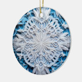 3D Stijl Wit & Blauw Sneeuwvlok Kerstvakantie Keramisch Ornament (Links)