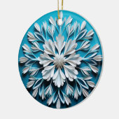 3D Stijl Wit & Blauw Sneeuwvlok Kerstvakantie Keramisch Ornament (Links)