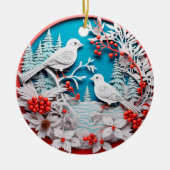 3D Stijl Witte Vogels Land Kerstvakantie Keramisch Ornament (Voorkant)