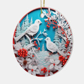 3D Stijl Witte Vogels Land Kerstvakantie Keramisch Ornament (Links)