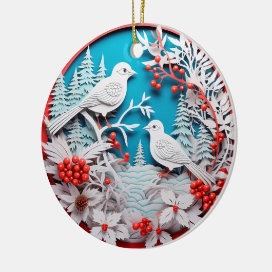 3D Stijl Witte Vogels Land Kerstvakantie Keramisch Ornament (Links)
