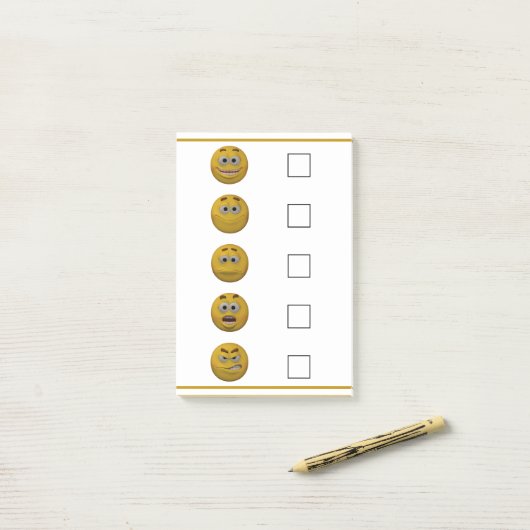 3d Stijlvol controleren Emoticon Post-it® Notes (Op bureau)