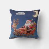 3D Style Christmas Night Sleigh Pillow Kussen (Achterkant)