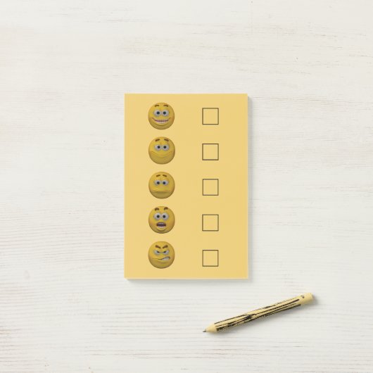 3D Style Mood Check Emoticon 2 Post-it® Notes (Op bureau)