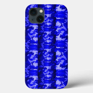 3D Stylish Blue Woodland Camo iPhone 13 Hoesje