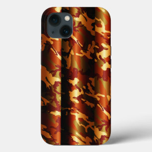 3D Stylish Bronze Woodland Camo iPhone 13 Hoesje