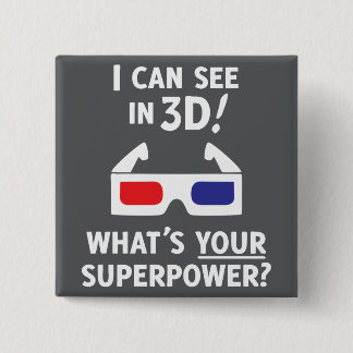 3D Superpower Vierkante Button 5,1 Cm