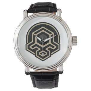 3D Symmetrische Geavanceerde Kunst Heren Leren Ban Horloge