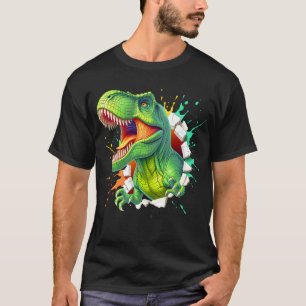 3D T-Rex Dinosaur Muur Smash Jongens Kids T-shirt