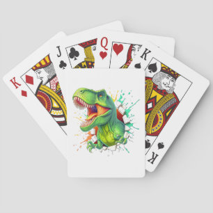 3D T-Rex Dinosaur Muur Smash Jongens Kids T-shirt Pokerkaarten
