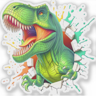 3D T-Rex Dinosaur Muur Smash Jongens Kids T-shirt Sticker