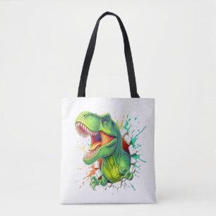 3D T-Rex Dinosaur Muur Smash Jongens Kids T-shirt Tote Bag