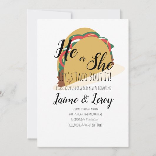 3D Taco Party Gender onthullen Uitnodiging (Voorkant)
