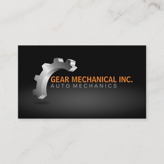 3D-tandwiel, mechanisch, Logo-stijl Visitekaartje (Voorkant)