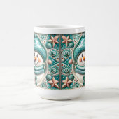 3D Teal Christmas Snowman  Koffiemok (Center)