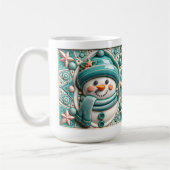 3D Teal Christmas Snowman  Koffiemok (Links)