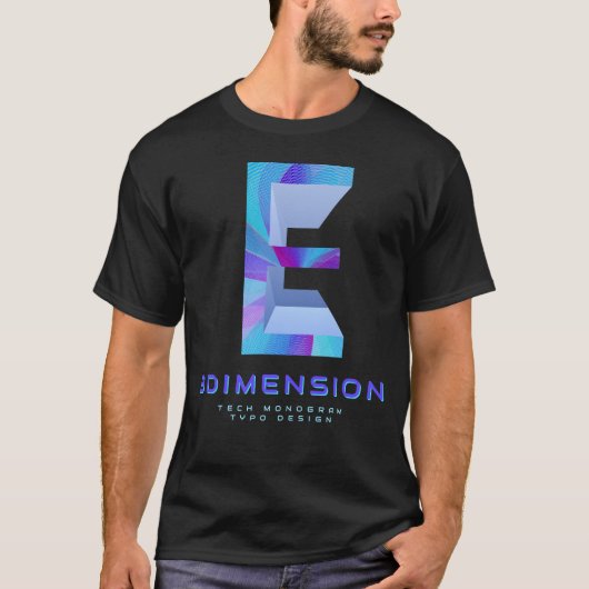 3D Tech Letter E Moderne Monogram Stijlvol T-shirt (Voorkant)