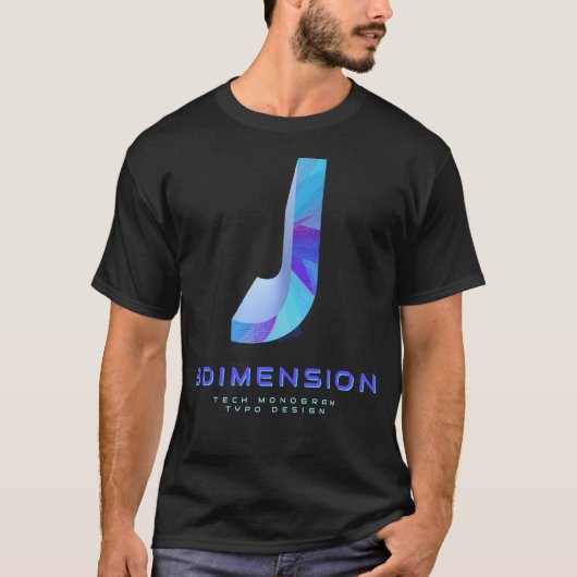 3D Tech Letter J Moderne Monogram Stijlvol T-shirt (Voorkant)