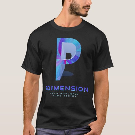 3D Tech Letter P Moderne Monogram Stijlvol T-shirt (Voorkant)