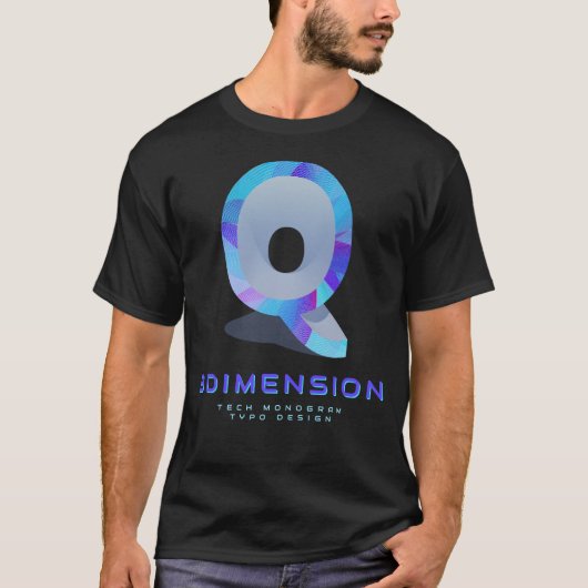 3D Tech Letter Q Moderne Monogram Stijlvol T-shirt (Voorkant)