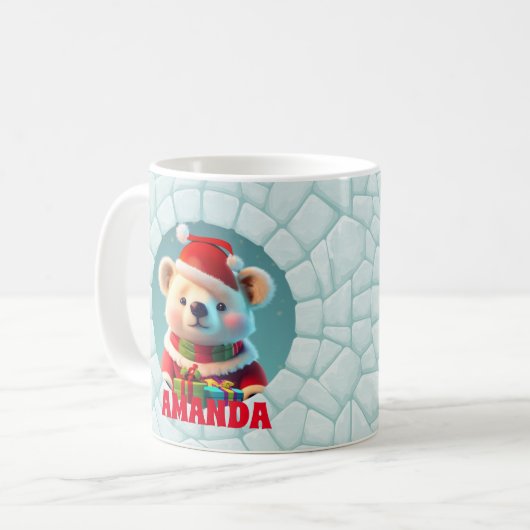 3D Teddybeer Kerstmis aangepaste Kinder warme choc Koffiemok (Voorkant links)