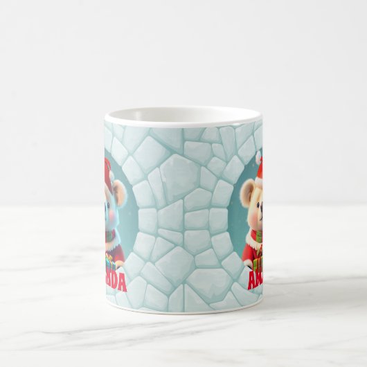 3D Teddybeer Kerstmis aangepaste Kinder warme choc Koffiemok (Center)