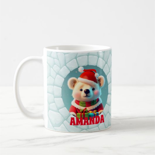 3D Teddybeer Kerstmis aangepaste Kinder warme choc Koffiemok (Links)