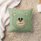 3D Teddybeer met ruitjes en bloemen Kussen (Deken)