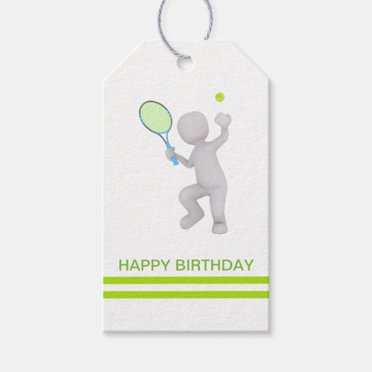 3D Tennis Racket Ball Aangepast voor Tennis Player Cadeaulabel (Voorkant)