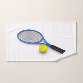 3D-tennisblauwe racket en -bal Handdoek