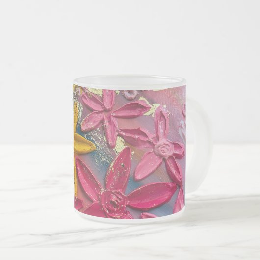 3D textuur bloemenkunst mok (Voorkant rechts)