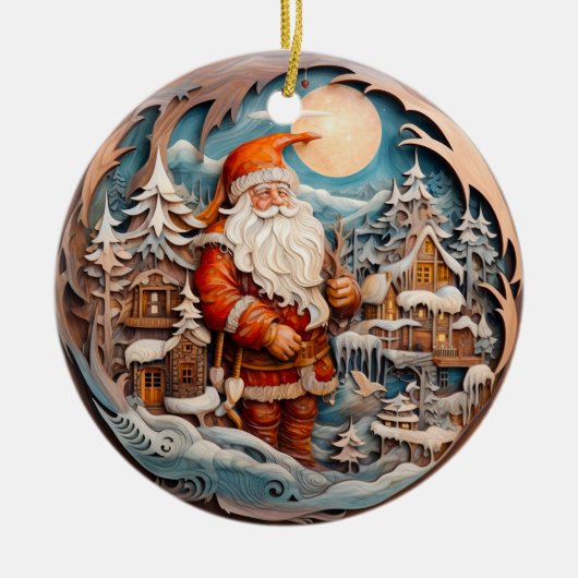 3D TRADITIONELE KERST  KERSTMAN KERAMISCH ORNAMENT (Voorkant)
