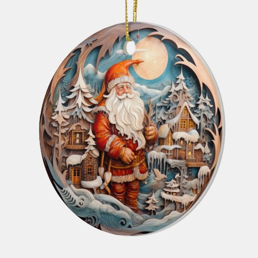3D TRADITIONELE KERST  KERSTMAN KERAMISCH ORNAMENT (Links)