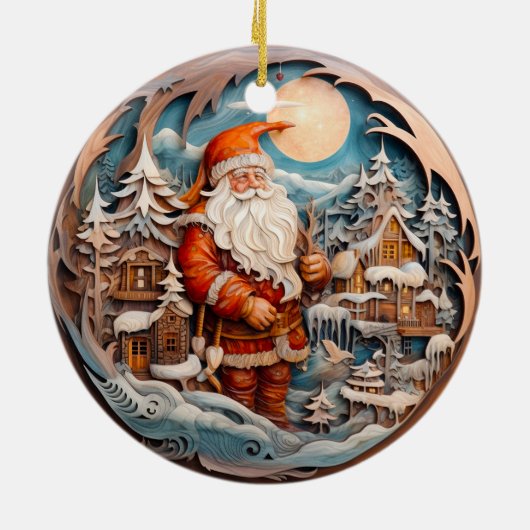3D TRADITIONELE KERST KERSTMAN KERAMISCH ORNAMENT (Achterkant)