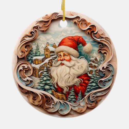 3D TRADITIONELE KERST  KERSTMAN KERAMISCH ORNAMENT (Achterkant)