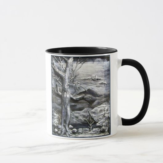 3D Treeman Zwart-wit koffie mok (Rechts)