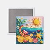 3D tropisch fruit Magneet (Voorkant / Achterkant)