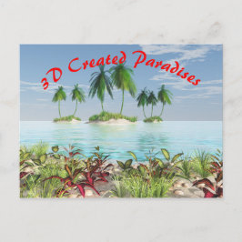 3D tropische zandstrand op de palmeilanden Briefkaart