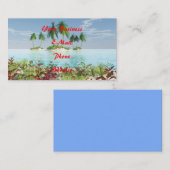 3D tropische zandstrand op de palmeilanden Visitekaartje (Voorkant / Achterkant)